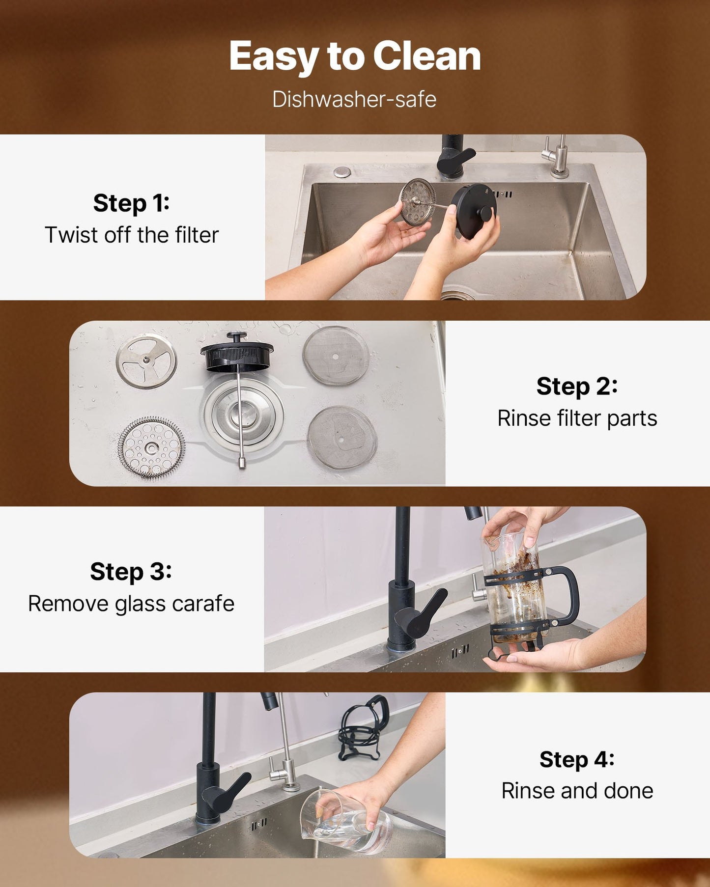 French Press Coffee Maker 34 Oz Borosilicate Glass Coffee Tea Press Silver