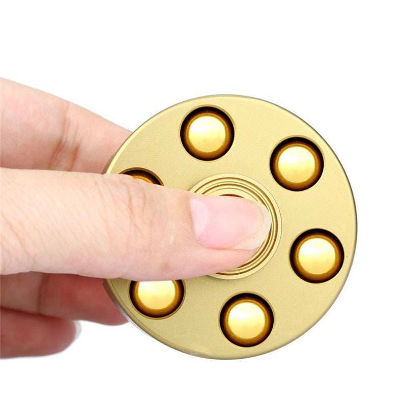 Unique Brass Gun Revolver Bullet Fidget Toy Spinner Copper Hand Spinners Detachable Rotating Sensory Finger Top For Kids Adults