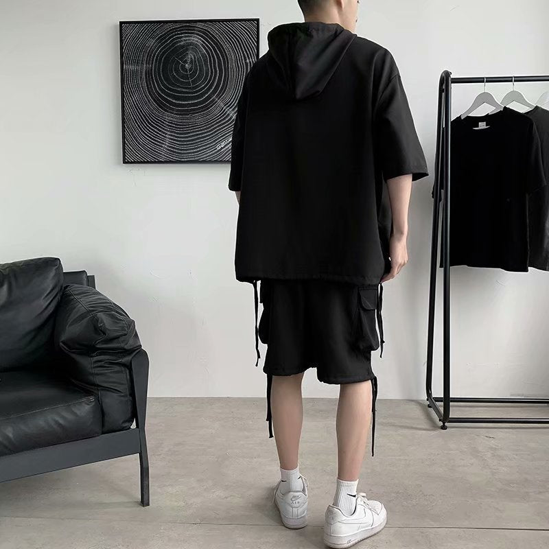 Solid Color Casual Five-point Pants Student Multi-pocket Tooling Suit