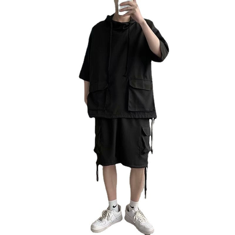 Solid Color Casual Five-point Pants Student Multi-pocket Tooling Suit