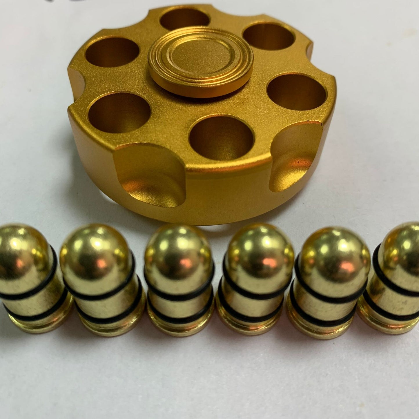 Unique Brass Gun Revolver Bullet Fidget Toy Spinner Copper Hand Spinners Detachable Rotating Sensory Finger Top For Kids Adults