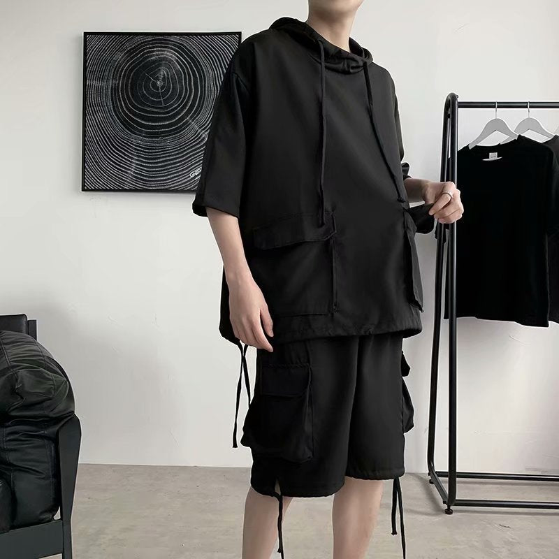 Solid Color Casual Five-point Pants Student Multi-pocket Tooling Suit