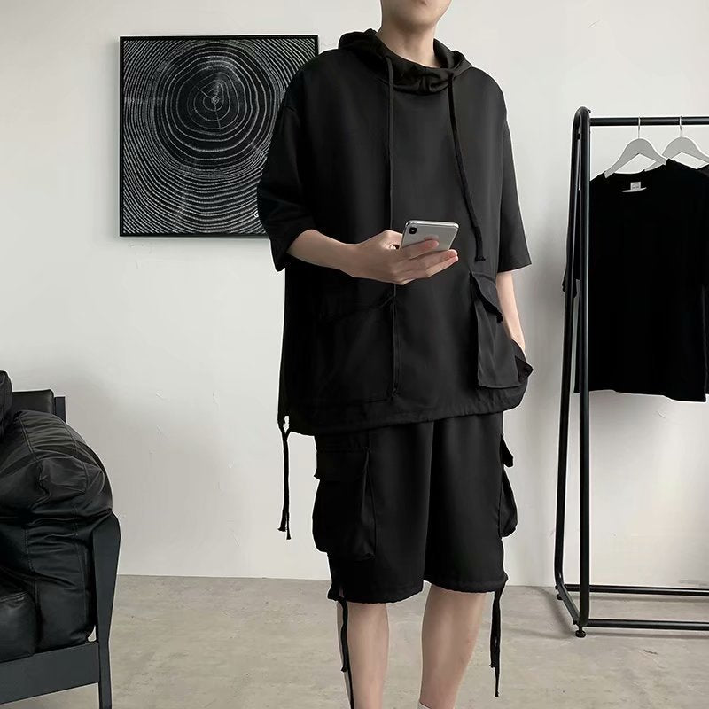 Solid Color Casual Five-point Pants Student Multi-pocket Tooling Suit